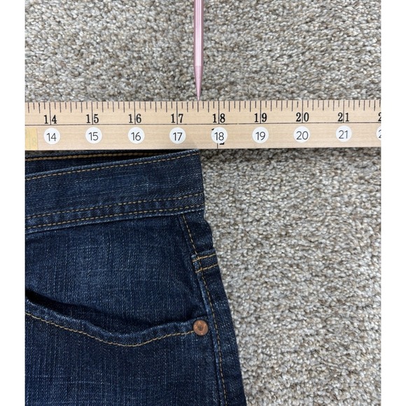 Vintage GAP Denim Mini Skirt Women's 12 Blue Dark Wash Floral-Bleach Pockets Y2K - Picture 8 of 9